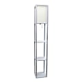 Simple Designs Floor Lamp With Etagere Organizer, 62-3/4"H, White Shade/Gray Base