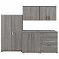 Bush® Business Furniture Universal 92"W 5-Piece Modular Storage Set With Floor And Wall Cabinets, Platinum Gray, Standard Delivery