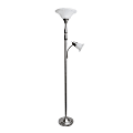 Elegant Designs 2-Light Mother/Daughter Floor Lamp, 71"H, White Shade/Brushed Nickel Base 1 thumbnail image
