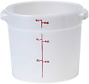 Cambro Poly Round Food Storage Containers, 6 Qt, White, Pack Of 12 Containers