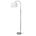 Simple Designs Arched Floor Lamp, 65"H, White Shade/Brushed Nickel Base