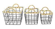 GNBI 3-Piece Wire Basket Set, Black/Natural