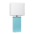 Elegant Designs Modern Leather Table Lamp, 21"H, White/Aqua 1 thumbnail image
