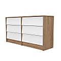 Inval 6-Drawer Dresser, 31”H x 59"W x 15-3/4"D, Amaretto Oak/White