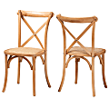 Baxton Studio Tartan Dining Chairs, Natural Brown, Set Of 2 Chairs