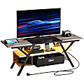 Bestier 55" LED Multicolor Gaming TV Stand For 65" TV With Power Outlet & Drawer, 22”H x 55-1/8”W x 15-3/4”D, Gray Wash