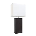 Elegant Designs Modern Leather Table Lamp, 21"H, White/Espresso Brown 1 thumbnail image