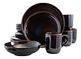 Elama 16-Piece Stoneware Dinnerware Set, Midnight Beach