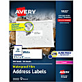 Avery® WeatherProof Mailing Labels with TrueBlock Technology, AVE5522, Permanent Adhesive, White, Polyester, 14 Per Sheet, Pack Of 700 1 thumbnail image