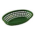 Tablecraft Oval Plastic Serving Baskets, 1-7/8"H x 6"W x 9-3/8"D, Green, Pack Of 12 Baskets