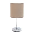 Simple Designs Mini Basic Table Lamp, 11"H, Gray Shade/Chrome Base