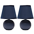 Simple Designs Mini Ceramic Globe Table Lamps, 8-11/16"H, Blue, Set Of 2 Lamps