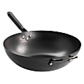 Gibson Home Carbon Steel Hammered Wok, 13", Black