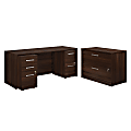 Sauder® Affirm 72"W Desk With 2-Drawer And 3-Drawer Mobile Pedestal Files And 2-Drawer Lateral File, Noble Elm 1 thumbnail image