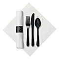 CaterWrap Pre-Rolled Cutlery, Mystic Linen-Like Napkin, Black/White, Case Of 200 Rolls 1 thumbnail image