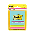 Post-it Super Sticky Notes, 3 in x 3 in, 3 Pads, 45 Sheets/Pad, 2x the Sticking Power, Supernova Neons Collection