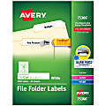 Avery® TrueBlock® File Folder Labels With Sure Feed® Technology, 75366, Rectangle, 2/3" x 3-7/16", White, Pack Of 1,800