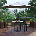 Flash Furniture Lark 5-Piece Outdoor Patio Table Set With 2 Stackable Chairs, Square Table & Umbrella With Base, Gray