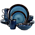Gibson Elite 16-Piece Priya Reactive Glaze Stoneware Dinnerware Set, Blue 1 thumbnail image