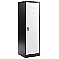 Alpine 1-Tier Steel Lockers, 48”H x 15”W x 15”D, Black/White, Set Of 2 Lockers