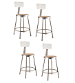 National Public Seating Hardboard Stools With Backs, 24"H, Gray, Set of 4