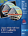 Avery® Full-Face Permanent Adhesive CD Labels, 8944, Round, 4 1/2" Diameter, Glossy White, Pack Of 20 Disc And 40 Spine Labels 1 thumbnail image