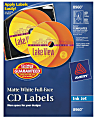 Avery® Print-to-the-Edge CD Labels, 8960, Round, 4.5" Diameter, White, 40 Disc Labels And 80 Spine Labels 1 thumbnail image