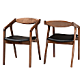 Baxton Studio Harland Dining Chairs, Black/Walnut Brown, Set Of 2 Chairs
