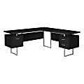 Monarch Specialties Dallas 71"W L-Shaped Corner Desk, Black