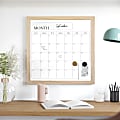 Martha Stewart Everette Magnetic Monthly Calendar Dry-Erase Board, 18" x 18", Light Natural Wood Grain