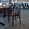 Flash Furniture School House Back Restaurant Accent Chair, Walnut Seat/Black Frame