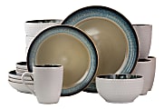 Elama 16-Piece Stoneware Dinnerware Set, Modern Dot 1 thumbnail image