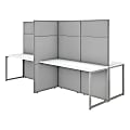 Bush Business Furniture Easy Office 60"W 4-Person Cubicle Desk Workstation With 66"H Panels, Pure White/Silver Gray, Standard Delivery