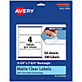 Avery® Permanent Labels With Sure Feed®, 94244-CMF50, Rectangle, 2-1/4" x 7-3/4", Matte Clear, Pack Of 200 1 thumbnail image