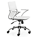 ZUO® Modern Trafico Leather Executive Chair, 25"H x 24"W x 37"D, White/Chrome