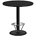 Flash Furniture Round Laminate Table Top With Round Bar Height Table Base And Foot Ring, 43-3/16”H x 42”W x 42”D, Black