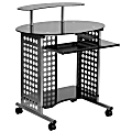 Flash Furniture Cassini 32"W Mobile Computer Desk Workstation With Glass Top, Black/Clear 1 thumbnail image