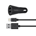 Belkin® MIXIT↑ 2-Port Car Charger With Lightning Cable, Black, F8J221BT04-BLK