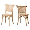 Baxton Studio Fields Rattan Cane Dining Chairs, Beige/Natural, Set Of 2 Chairs