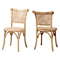 Baxton Studio Fields Rattan Cane Dining Chairs, Natural Brown, Set Of 2 Chairs 1 thumbnail image