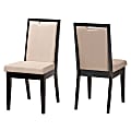Baxton Studio Octavia Dining Chairs, Sand/Dark Brown, Set Of 2 Chairs