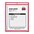C-Line® Neon Color Stitched Shop Ticket Holder, 9" x 12", Neon Red
