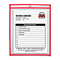 C-Line® Neon Color Stitched Shop Ticket Holder, 9" x 12", Neon Red 1 thumbnail image