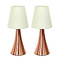 Simple Designs Valencia Mini Touch Table Lamps, 11-7/16"H, Cream Shade/Rose Gold Base, Set Of 2 Lamps 1 thumbnail image