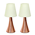 Simple Designs Valencia Mini Touch Table Lamps, 11-7/16"H, Cream Shade/Rose Gold Base, Set Of 2 Lamps
