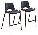 Zuo Modern Desi Counter Chairs, Black/Brown, Set Of 2 Chairs 1 thumbnail image