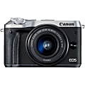 Canon EOS M6 Mark II 32.5 Megapixel Mirrorless Camera with Lens - 0.59" - 1.77" - Silver - Autofocus - 3" Touchscreen LCD - 3x Optical Zoom - Digital (IS) - 6960 x 4640 Image - 3840 x 2160 Video - HD Movie Mode - Wireless LAN 1 thumbnail image