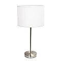 Simple Designs Stick Lamp with Fabric Shade, 22.4"H, White/Brushed Nickel 1 thumbnail image