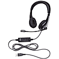 Califone 1025MUSB NeoTech USB Headset, Mic with CaliTuff Braided Cord - Stereo - USB - Wired - 25 Ohm - 20 Hz - 20 kHz - Over-the-head - Binaural - Circumaural - 6 ft Cable - Noise Reduction, Electret, Condenser, Uni-directional Microphone - Black