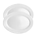 Ultra by Gibson White Shadow 2-Piece Oval Tempered Opal Glass Serving Platter Set, 14”, White 1 thumbnail image